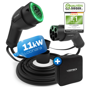 loonara Typ 2 Ladekabel 11kW [schwarz] - Mode 3 Ladekabel nach IEC 62196 Standard - passend für dein Elektroauto