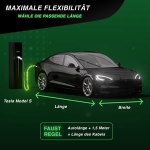 loonara Typ 2 Ladekabel 11/22kW mit Tesla-Button [schwarz] - Mode 3 Ladekabel nach IEC 62196 Standard - passend für dein Tesla