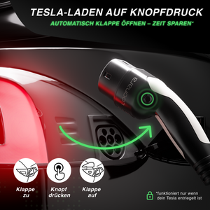 loonara Typ 2 Ladekabel 11/22kW mit Tesla-Button [schwarz] - Mode 3 Ladekabel nach IEC 62196 Standard - passend für dein Tesla