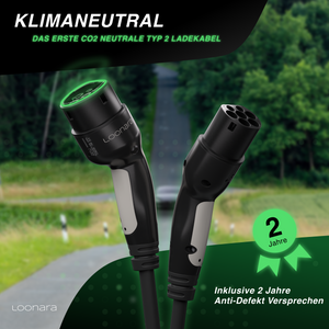 loonara Typ 2 Ladekabel 11/22kW mit Tesla-Button [schwarz] - Mode 3 Ladekabel nach IEC 62196 Standard - passend für dein Tesla