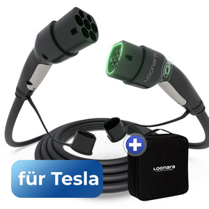 loonara Typ 2 Ladekabel 11/22kW mit Tesla-Button [schwarz] - Mode 3 Ladekabel nach IEC 62196 Standard - passend für dein Tesla